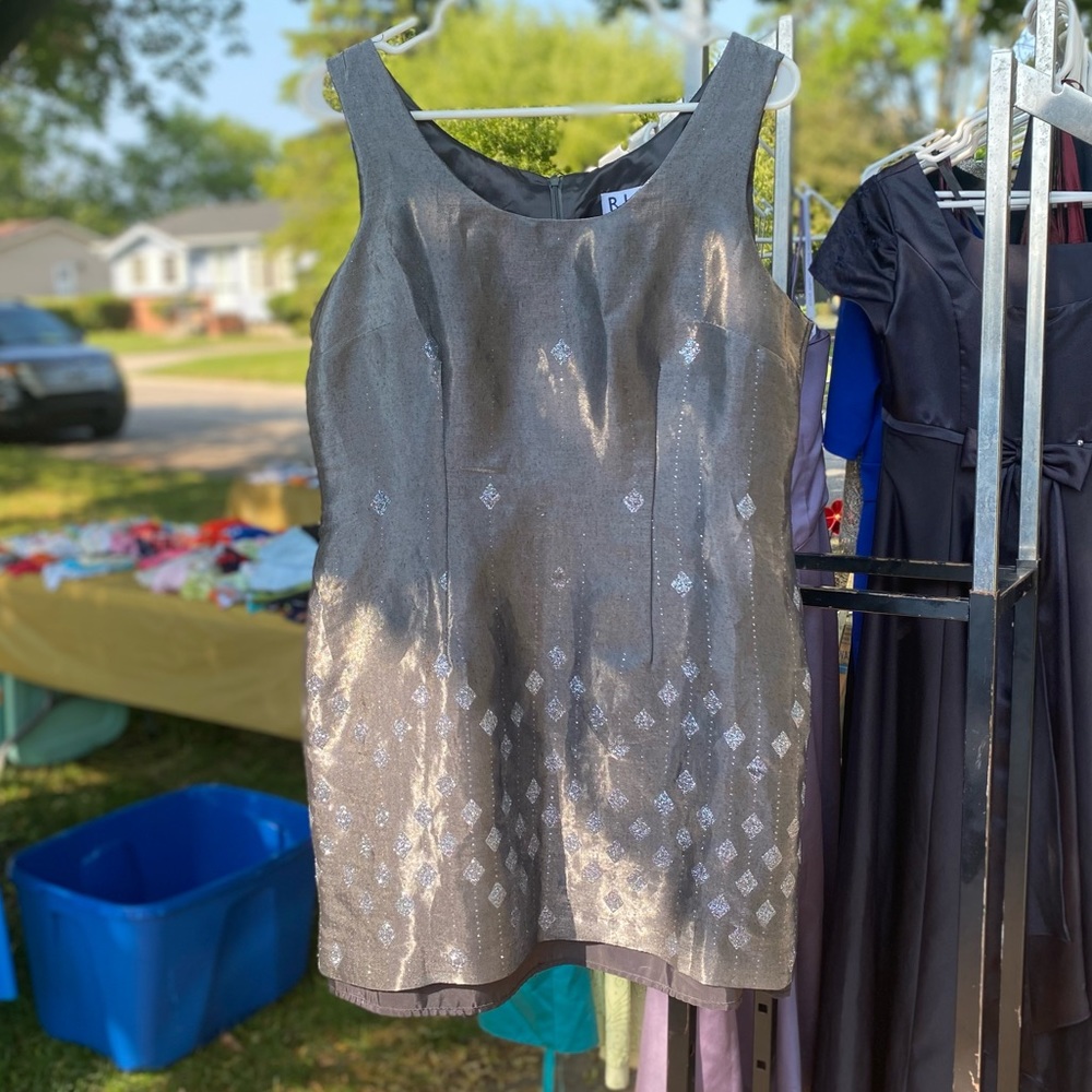 RJ & Co. Vintage 90s Gray & Silver Mini Dress